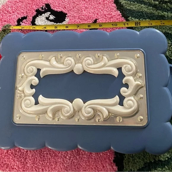 Vintage Max Factor Hollywood Redhead Wig Case Cosmetic Vanity Box Blue 1940s-50s - Picture 7 of 8